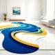 Handcrafted Blue Yellow Wave Living Room Rug